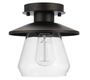 an 8 Inches Nate Light Semi-Flush Mount ceiling fixture with matt black holder 