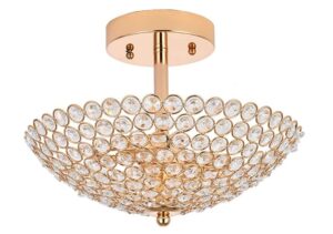 double Light Bowl Shaped Flush Mount chandelier in gold 